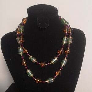 Stunning & Quality Joan Rivers Multicolor All Glass Beaded Necklace 16" Hanging
